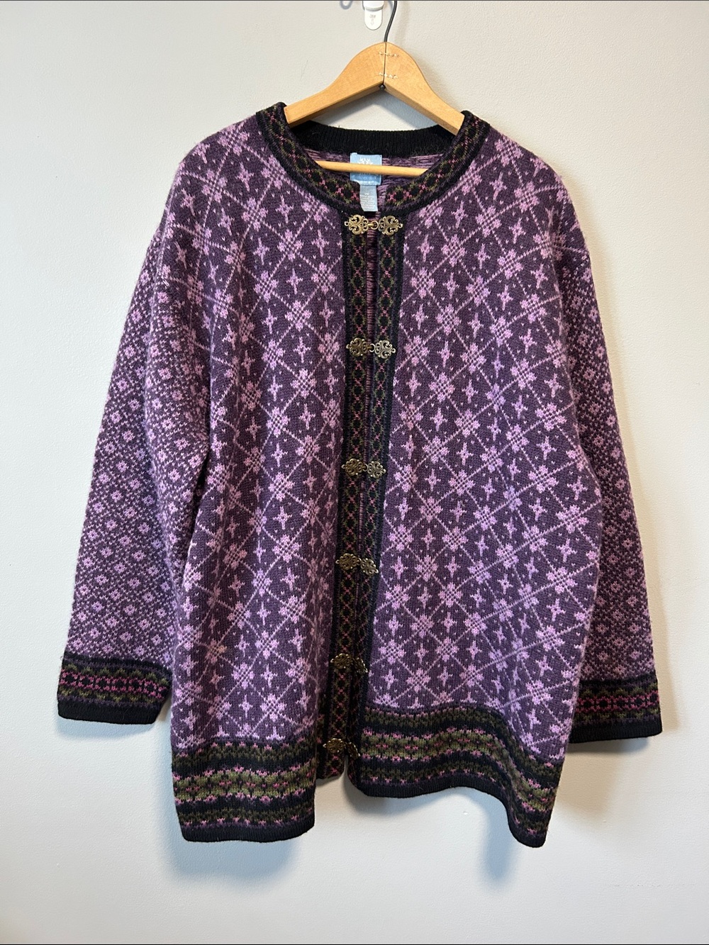 Vintage Frost Nordic Fair Isle Cottagecore Wool Cardigan Sweater